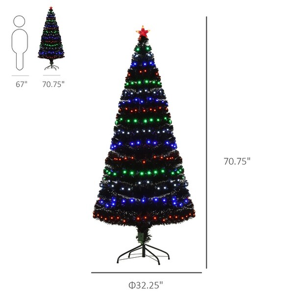 HOMCOM 6 ft. Prelit Artificial Christmas Tree with Stand，Colored Christmas Tree