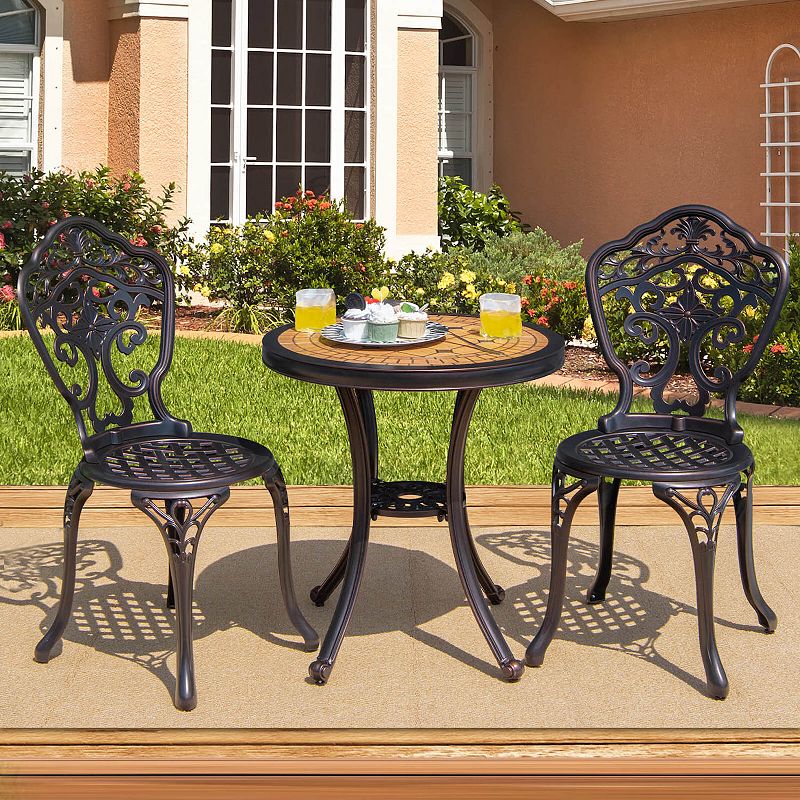 3-Piece All-Weather Cast Aluminum Patio Bistro Set-Copper