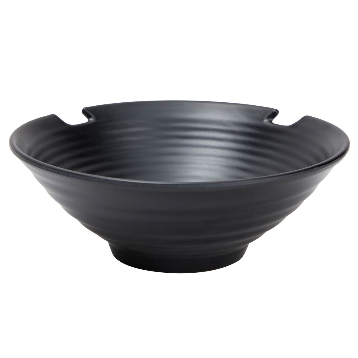 Set of 4 Black Plastic Soup Serving Bowls， Ramen Bowl with Spoons and Chopsticks for Noodles， 9 x 3 in.