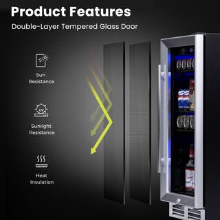 Gymax 15 in. 46-Bottle Wine and Refrigerator 100-Can Beverage Cooler Built-in Freestanding Beverage GYM09275