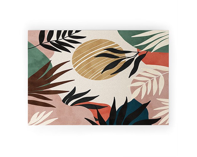 Marta Barragan Camarasa Modern Tropical Sunrise G Looped Vinyl Welcome Mat Society6