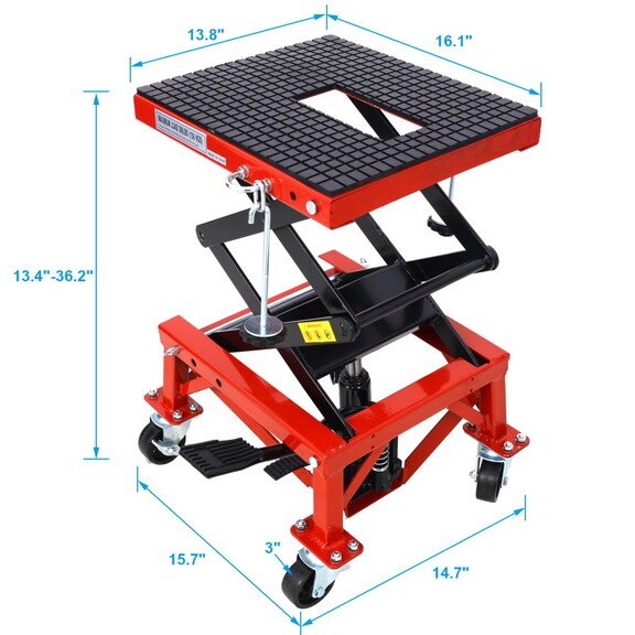 300 lbs Hydraulic Motorcycle Scissor Jack Lift Foo...