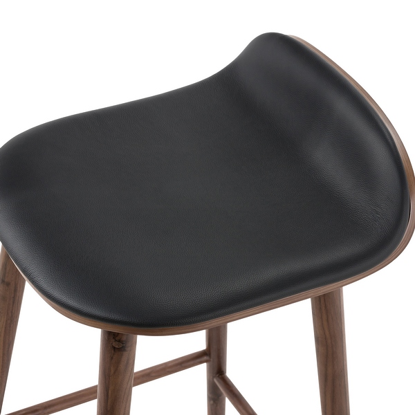 Poly and Bark Notello Leather Counter Stool - Solid Wood Frame