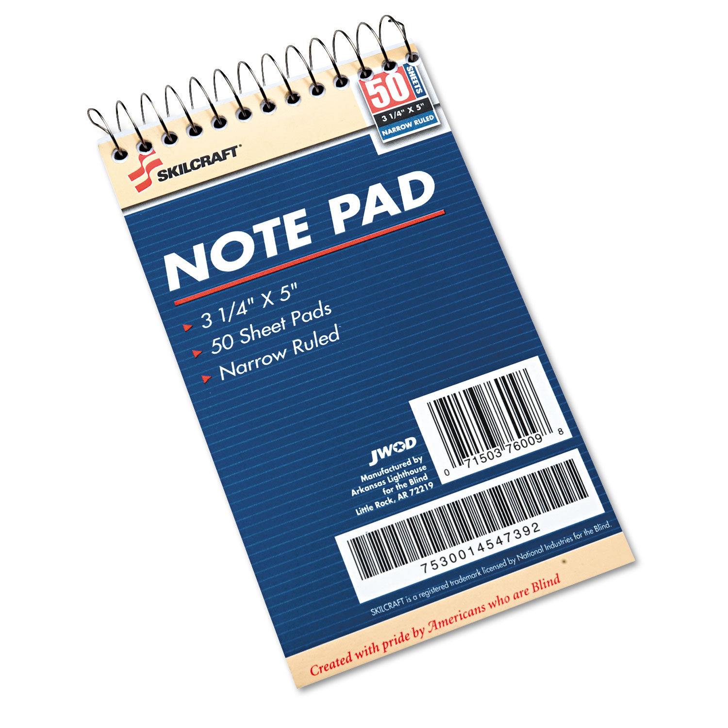 AbilityOneandreg; Note Pad andmdash; 50 Sheets andmdash; 12-Pack andmdash; NSN4547392