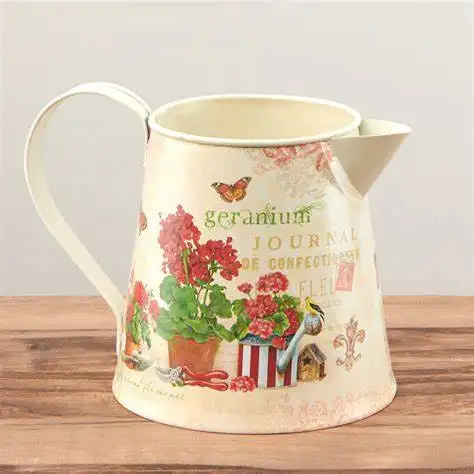 Unique cute Mini Galvanized iron and zinc watering can farmhouse watering can with rope handle available in low prices