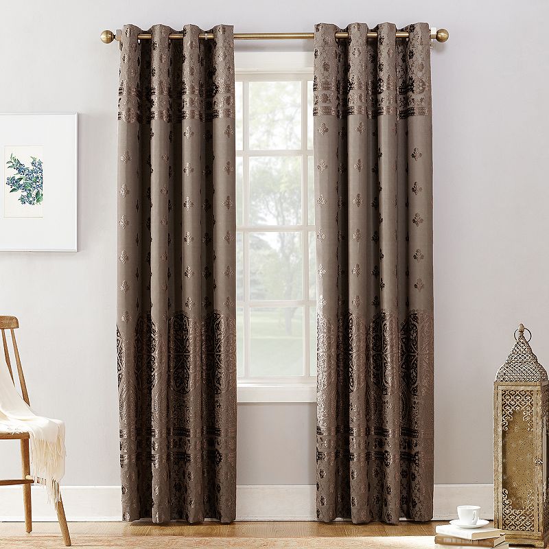 Sun Zero Elidah 100% Blackout Thermal Medallion Velvet Grommet Curtain Panel