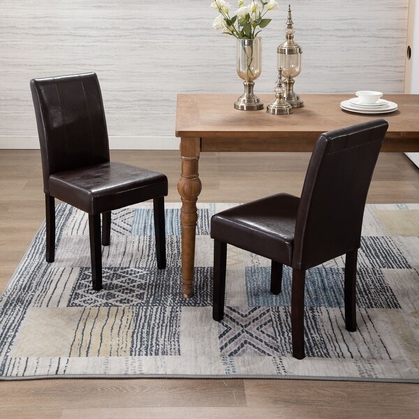 Leatherette Dining Chairs Solid Wood Set of 2