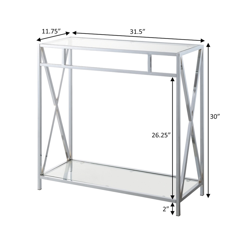 Convenience Concepts Oxford Chrome Glass Hall Table with Shelf