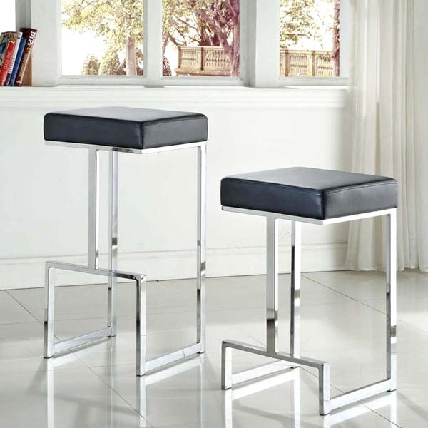 Contemporary Sleek Design Chrome with Grey or Black Seat Stool