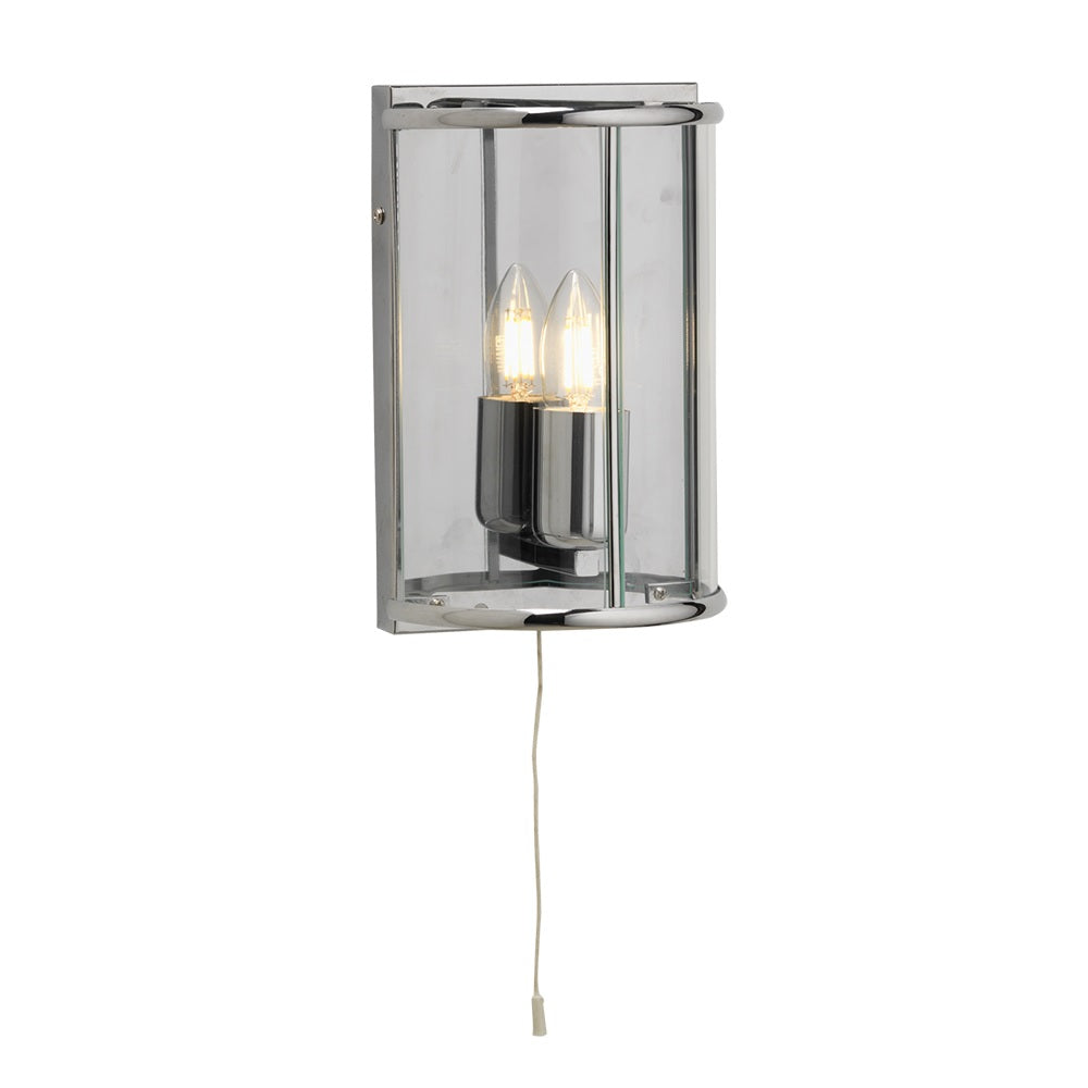 Oaks 351 WB CH Fern Polished Chrome Flush Lantern Wall Light with Glass Panels