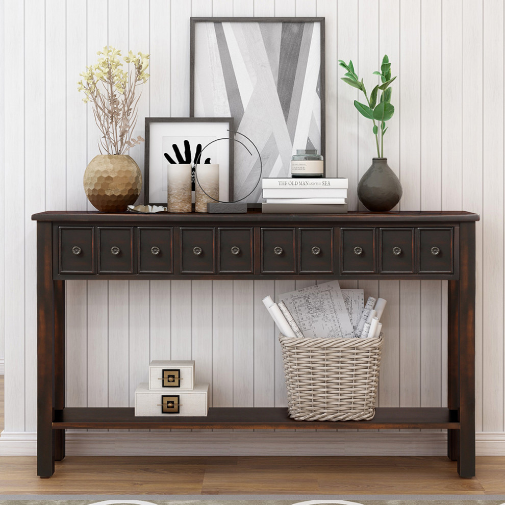 TATEUS Rustic Entryway Console Table  60 quotLong Sofa Table   Rustic   Console Tables   by TATEUS LLC  Houzz