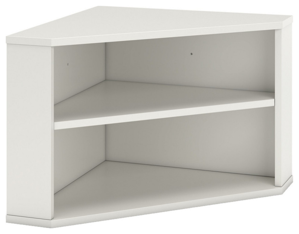 Tio 29 quotCorner Bookcase Console With 2 Shelves  Triangle Shaped  White   Transitional   Bookcases   by VirVentures  Houzz