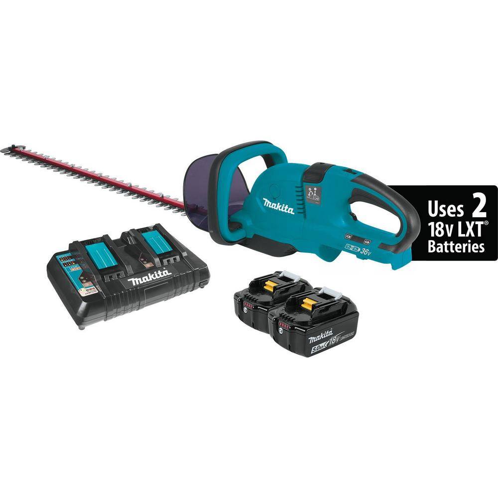 Makita 18V X2 (36V) LXT Lithium-Ion Cordless Hedge Trimmer Kit with Two 5.0 Ah Batteries and Charger XHU04PT