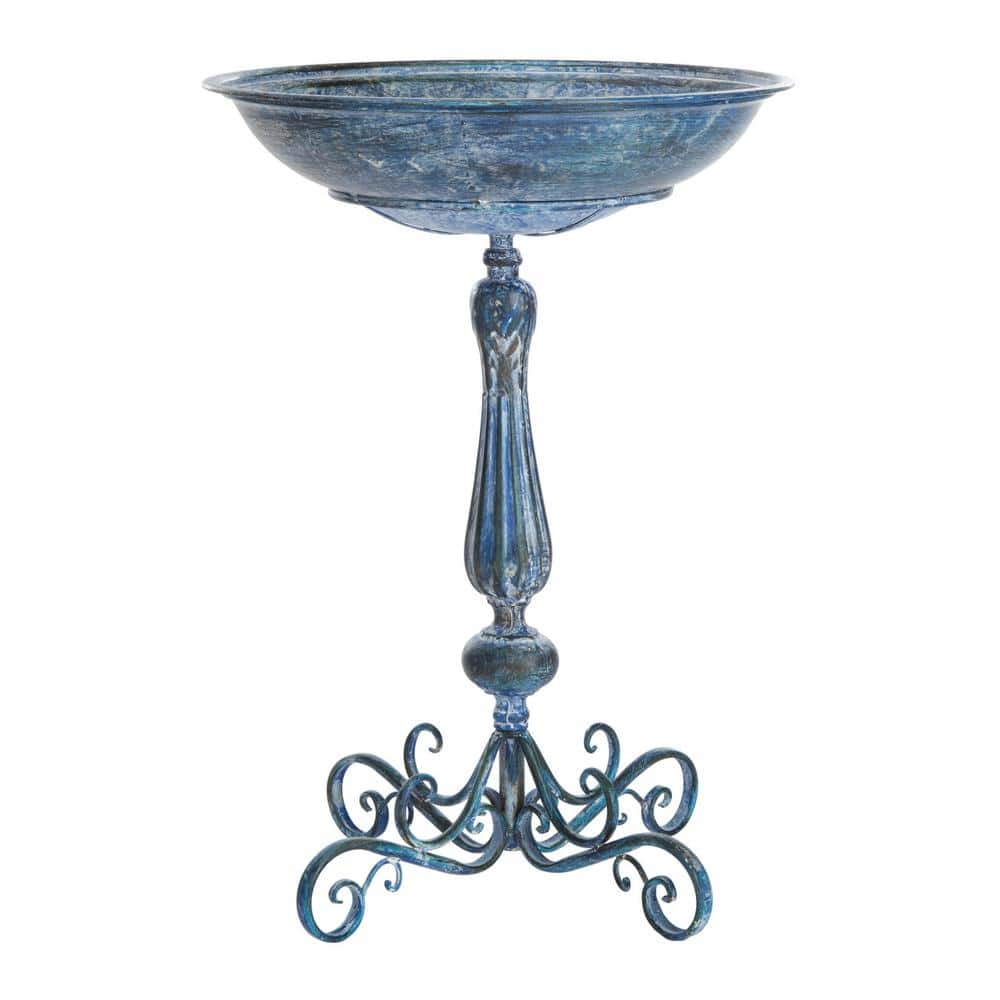 SAFAVIEH Orian Mossy Blue Iron Round Birdbath PAT5023B