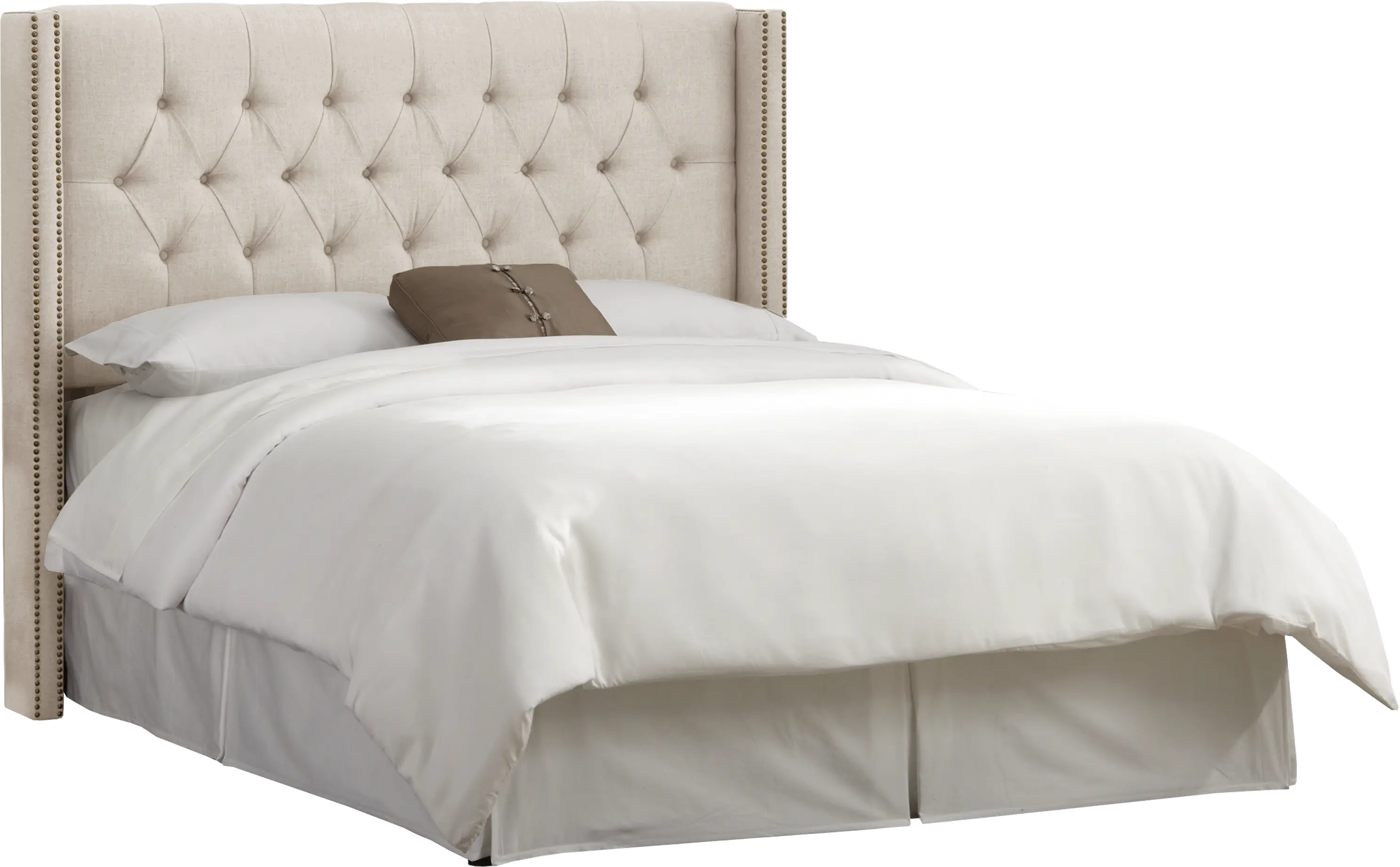 Abigail Ivory Diamond Tufted Wingback Queen Headboard - Skyline Furniture