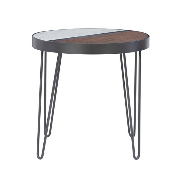 Rolinda Two Toned Side Table with Faux Marble Top