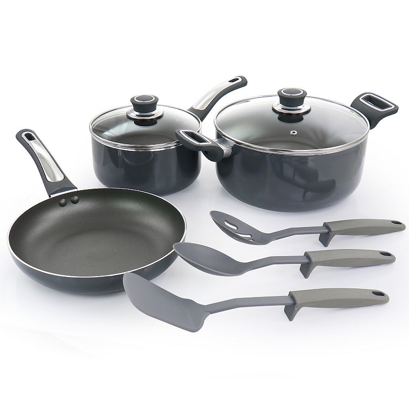 Oster Cocina Legacy 8 Piece Aluminum Nonstick Cookware Set in Gray