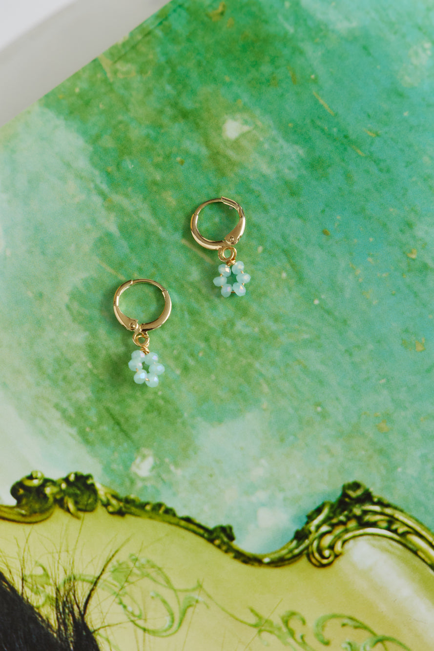 14K Gold Plated Daisy Sweet Earrings Light Blue