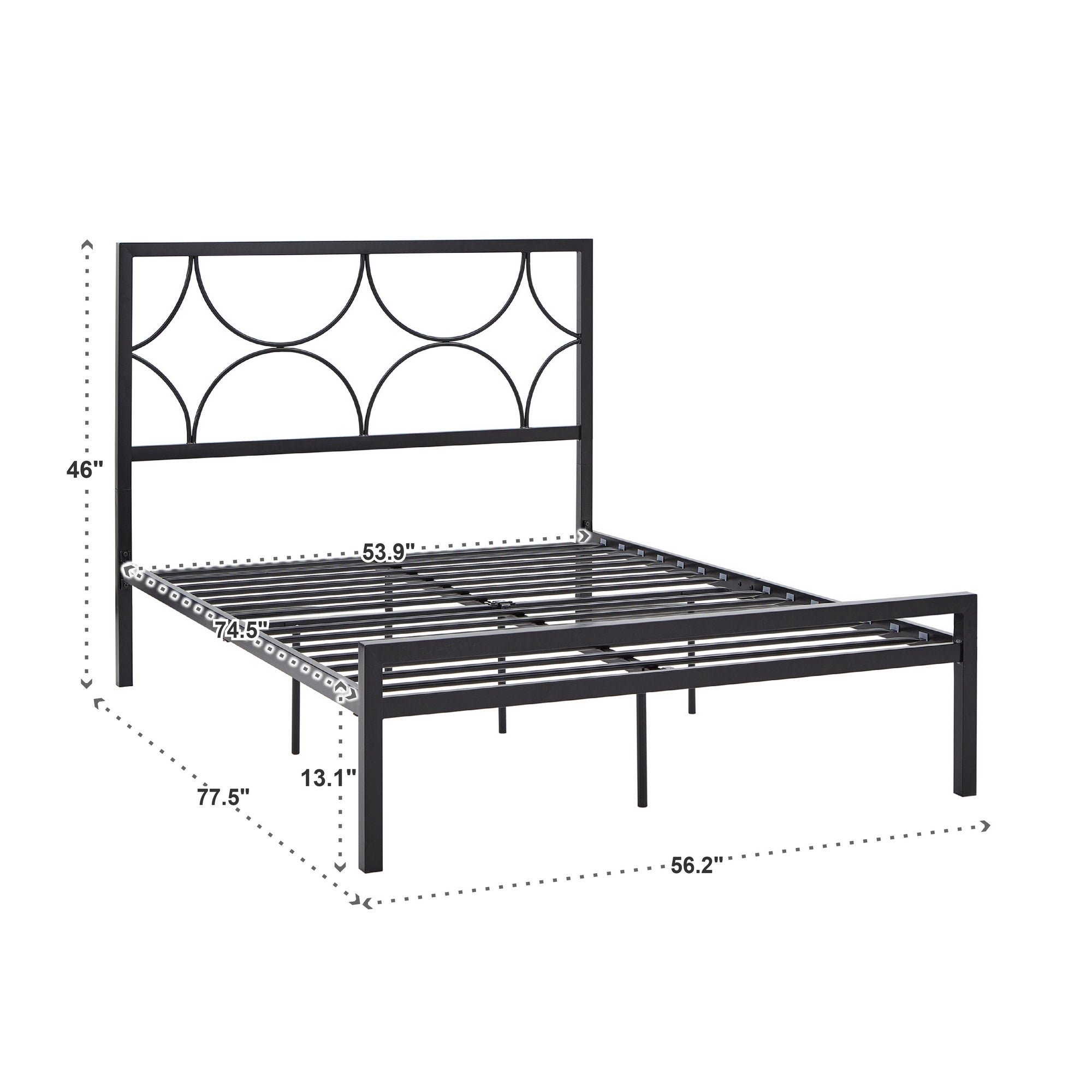 Weston Home Draco Metal Full Platform Bed with Star Headboard, Black