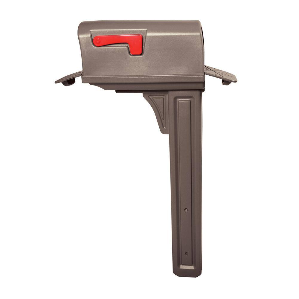 Architectural Mailboxes Classic Mocha Medium Plastic All-in-One Mailbox and Post Combo GCL100MAM