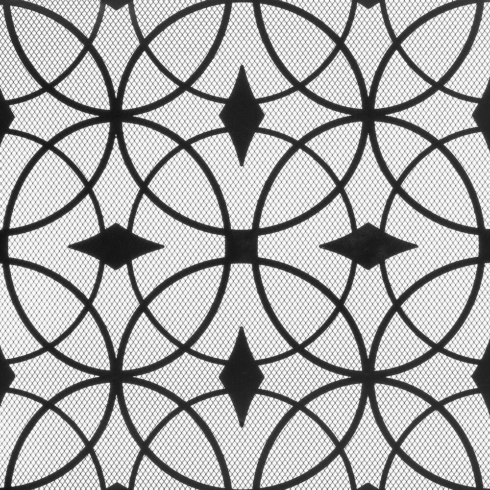 Modern Single Panel Black Unique Pattern Iron Fireplace Screen    41.73'' x 12.20'' x 29.33''