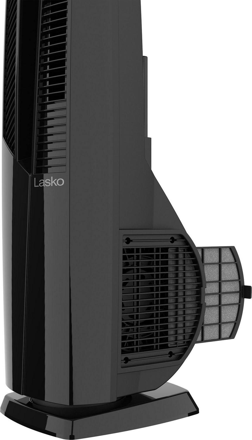 Lasko 1500W Oscillating All Season Electric Tower Fan and Space Heater with Remote， FHV801， Black