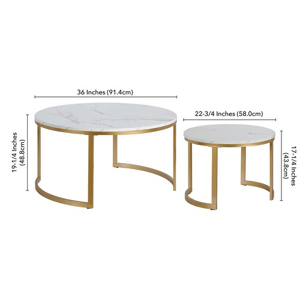 Mitera Round Nested Coffee Table with Faux Marble Top