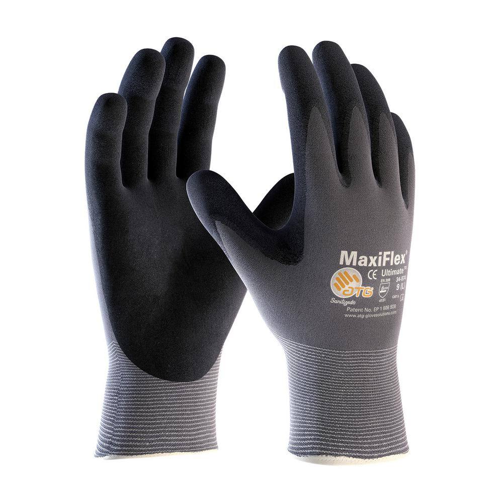 ATG MaxiFlex Ultimate Men's Large Gray Nitrile Coated Work Gloves 34-874TLVPD72