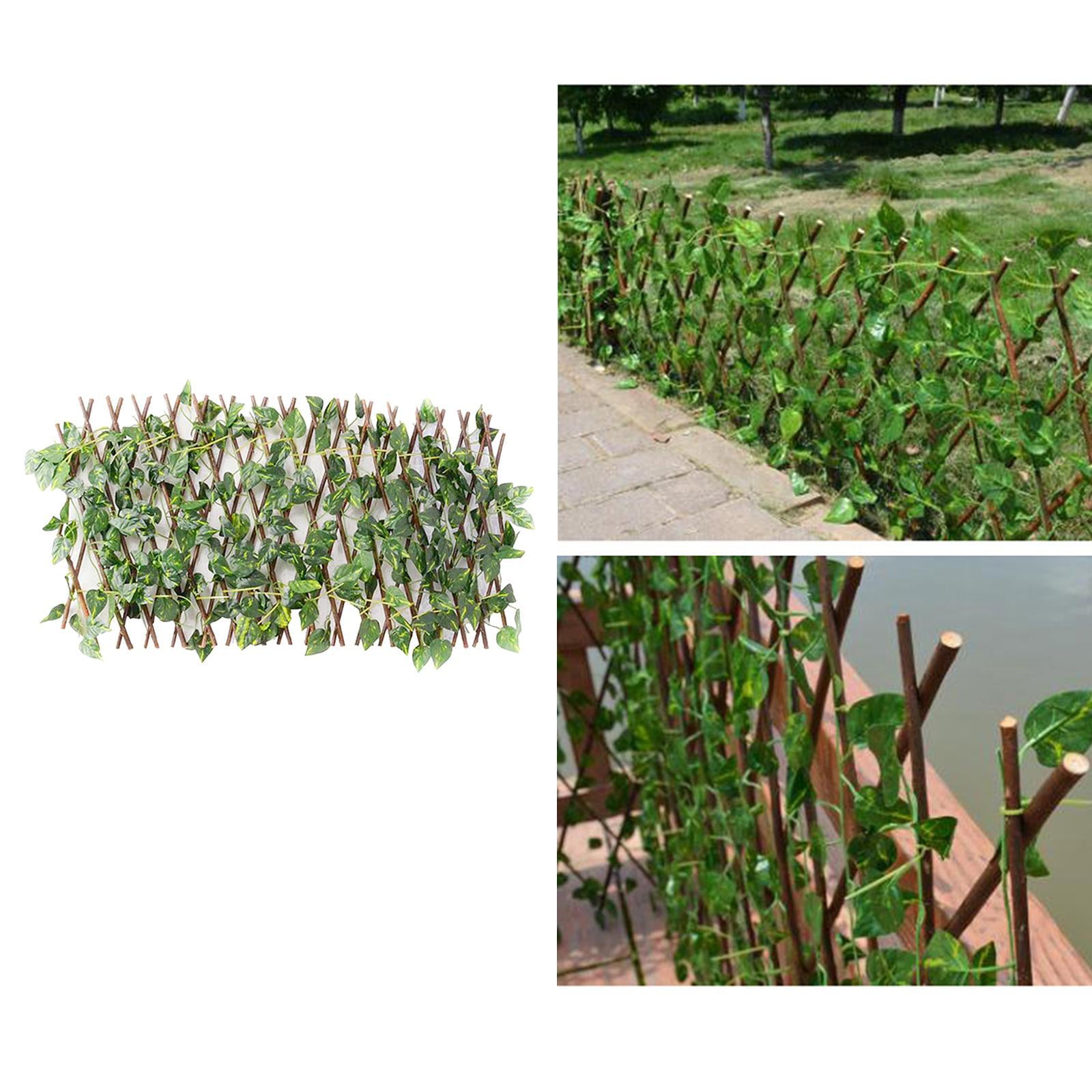 Garden Screening Expanding Trellis Fence Privacy Screen W/ Artificial Ivy Leaves