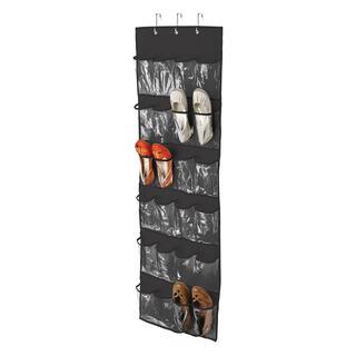 Honey-Can-Do 57 in. H 12-Pair Black Polyester Hanging Shoe Organizer SFT-01249