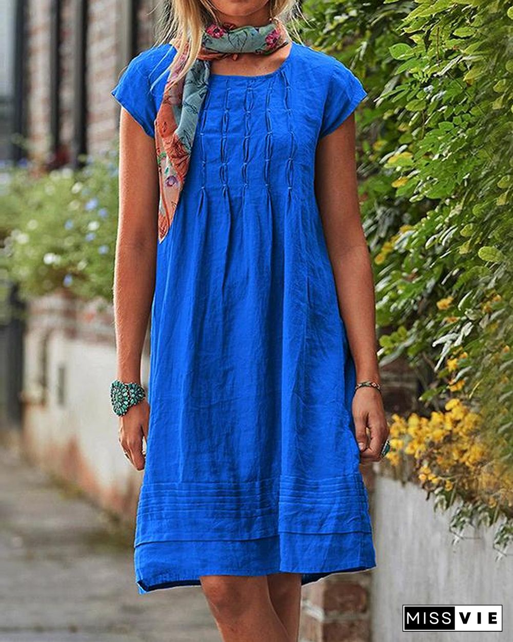 Vintage Casual Solid Linen Women Dresses