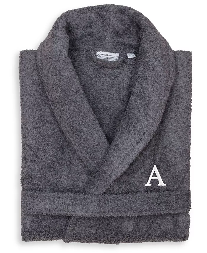 Linum Home 100% Turkish Cotton Personalized Terry Bath Robe - Gray