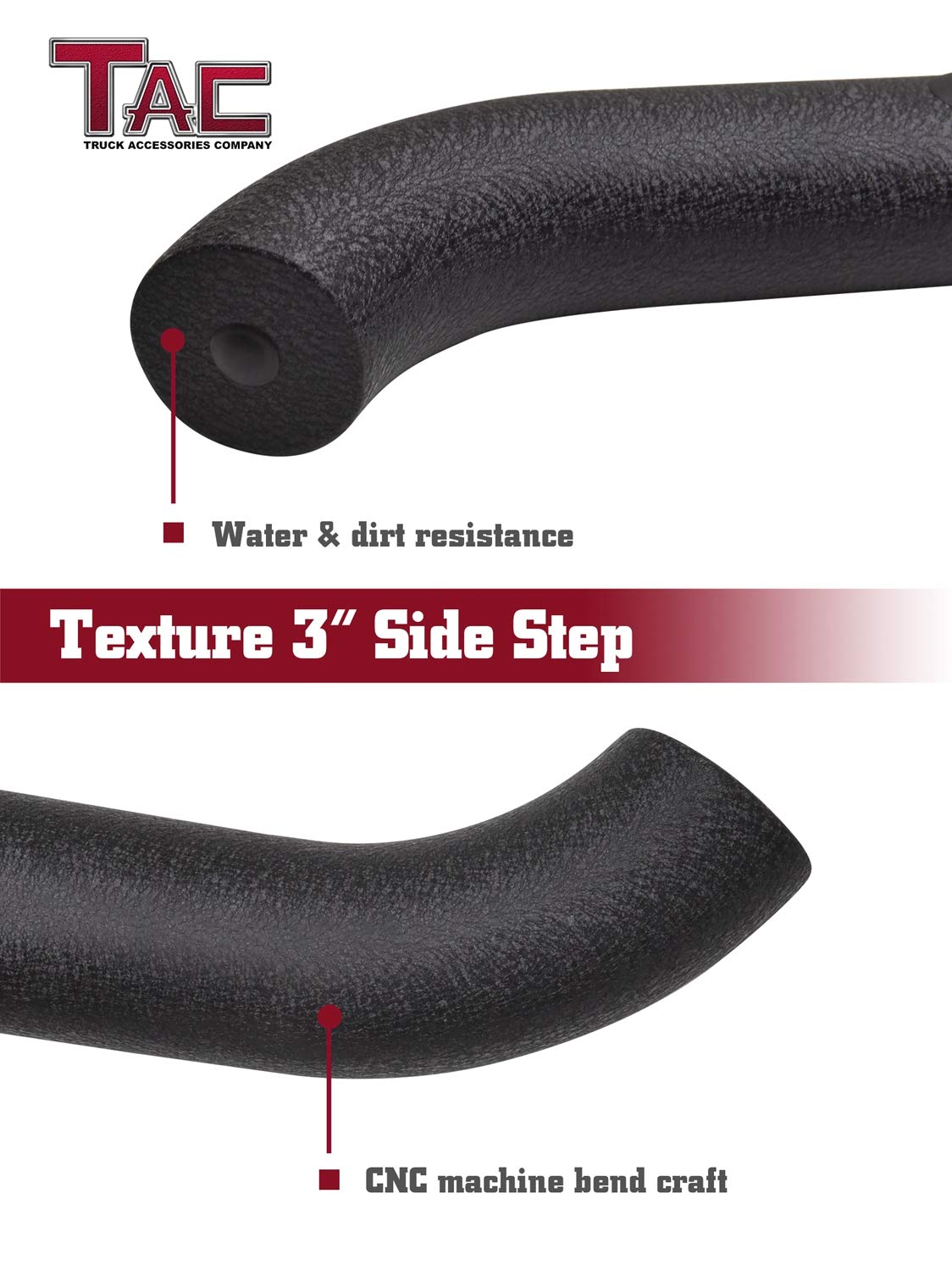 TAC Side Steps Running Boards Fit 2005-2023 Nissan Frontier Crew Cab /2005-2012 Suzuki Equator Crew Cab Truck Pickup 3” Texture Black Side Bars Nerf Bars Off Road Accessories