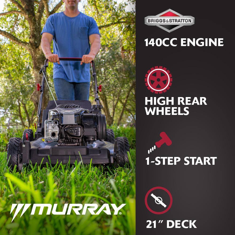 Murray 21 in. 140 cc Briggs and Stratton Walk Behind Gas Push Lawn Mower with Height Adjustment and with Mulch Bag MNA152703