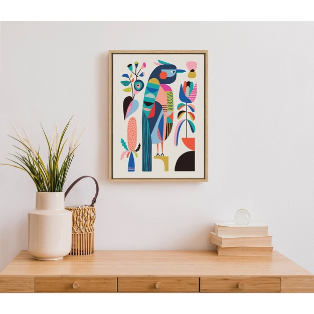 X 24 quot Sylvie Mid Century Modern Kookaburra Framed Wall Canvas By Rachel Lee Natural Kate amp Laurel All Things Decor