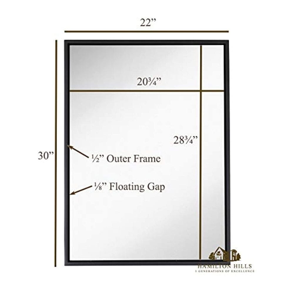 Clean Large Modern Black Frame Wall Mirror 22