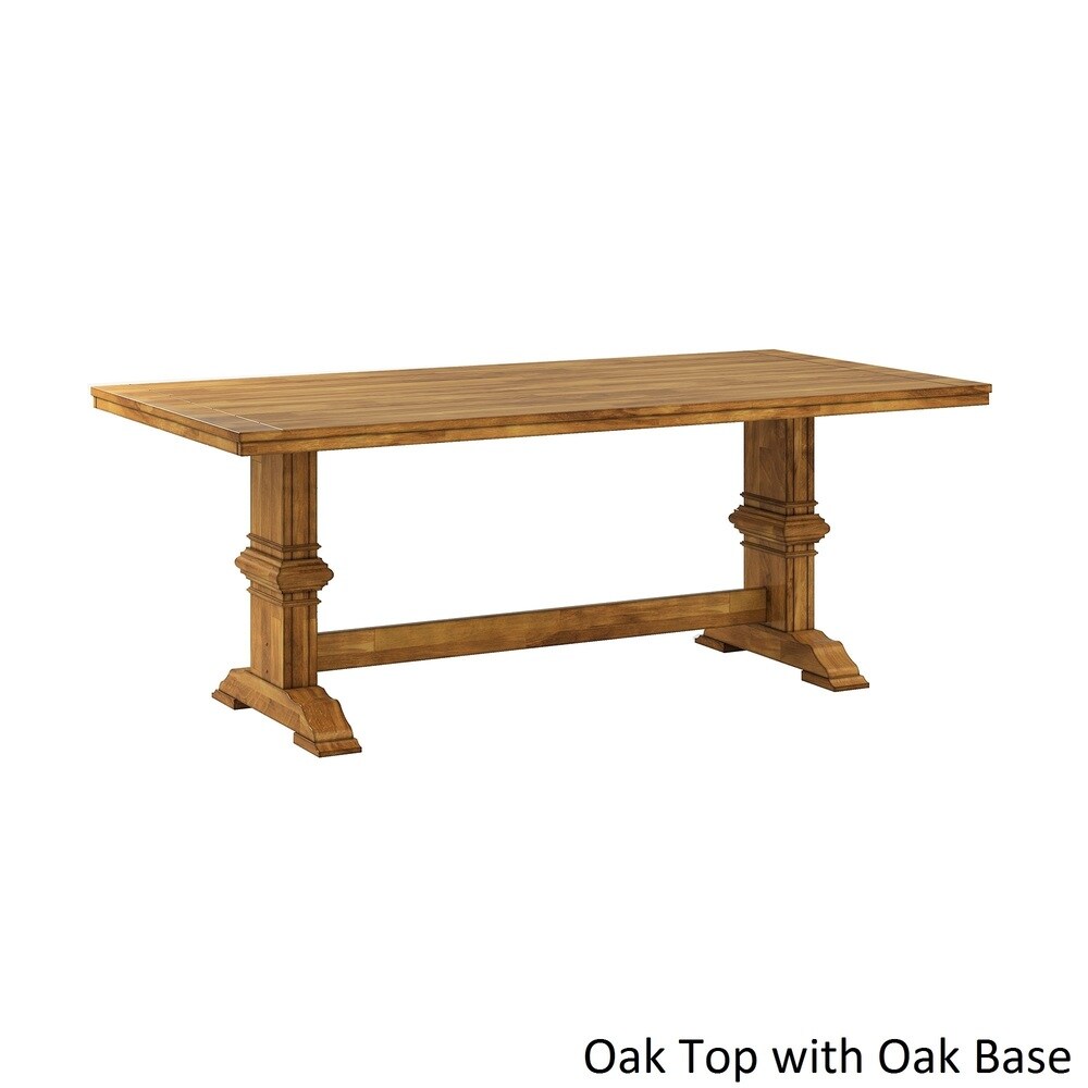 Eleanor Oak Farmhouse Trestle Base 5 Piece Dining Set   Panel Back by iNSPIRE Q Classic