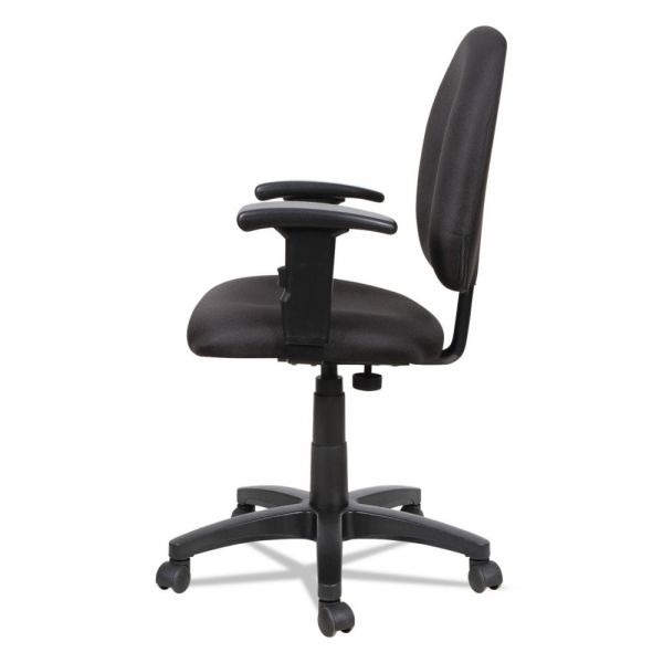 Alera Essentia Series Swivel Task Chair with Adjustable Arms， Supports up to 250 lbs.， Black Seat/Black Back， Black Base