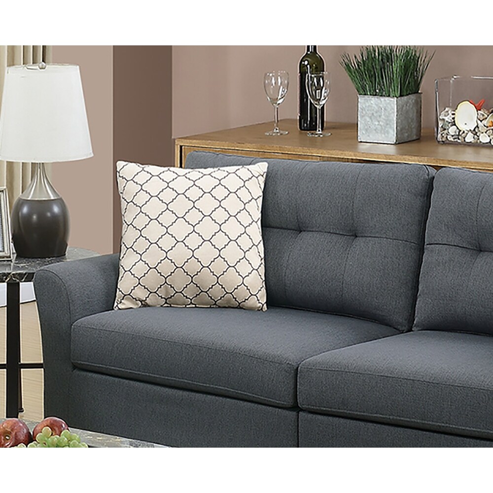 2 Piece Glossy Polyfiber Sofa Set