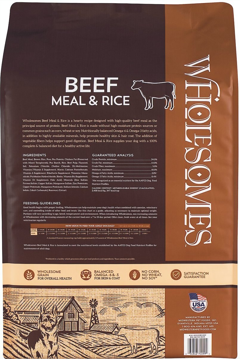 Wholesomes Beef Meal and Rice Formula Dry Dog Food