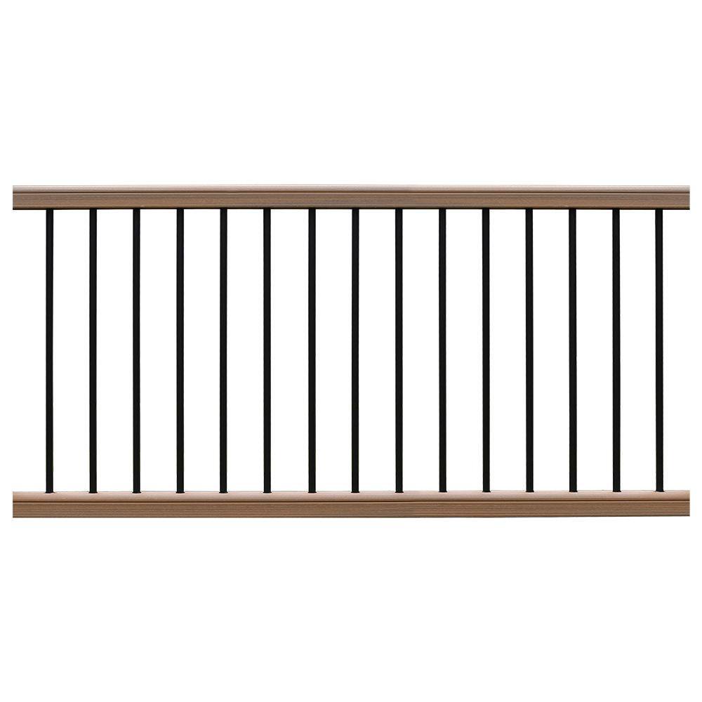 NewTechWood Ultrashield Hemispheres 36 in. x 3 in. x 6 ft. Brown Peruvian Teak Composite Railing Kit CAN-636RK-ALU-ZX-TK