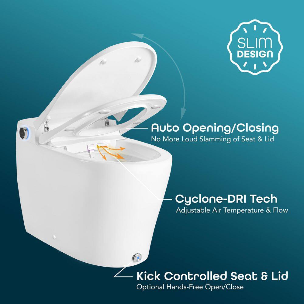 BIDETMATE 6000 Intelligent Elongated Bidet Toilet Hands-Free OpenClose Heated Water Seat Cyclone-Dri Auto-Flush BM-6000-E