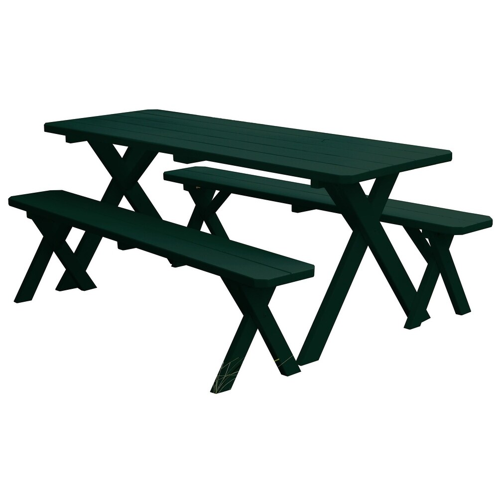 Pine 4' Cross Leg Picnic Table with 2 Benches