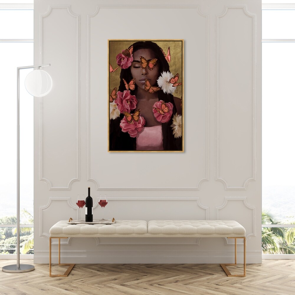 Wynwood Studio 'Lost In the Butterfly Garden' Glam Gold Wall Art Canvas