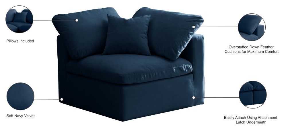 Plush Velvet / Down Standard Comfort Modular Chair   Contemporary   Armchairs And Accent Chairs   by Meridian Furniture  Houzz