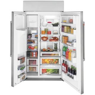 Cafe 24.5 cu. ft. Smart Built-In Side by Side Refrigerator with Hands Free Autofill Dispenser in Stainless Steel CSB42YP2NS1