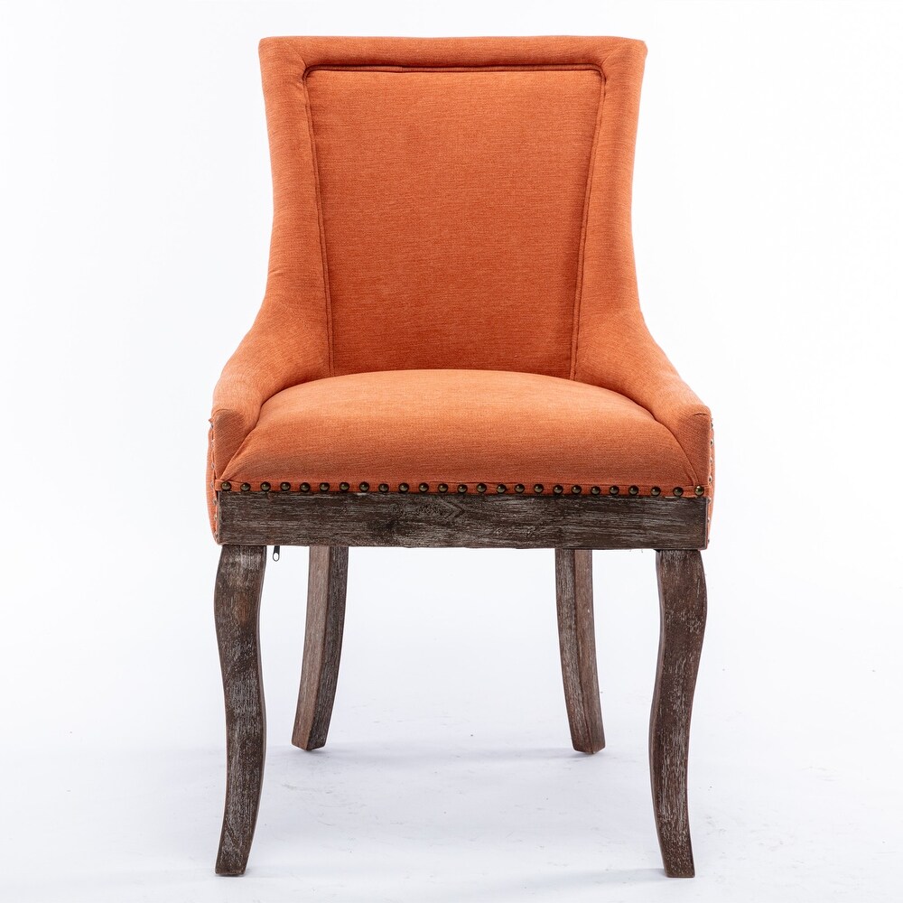 Thickened Fabric Dining Chair with Neutrally Toned Solid Wood Legs