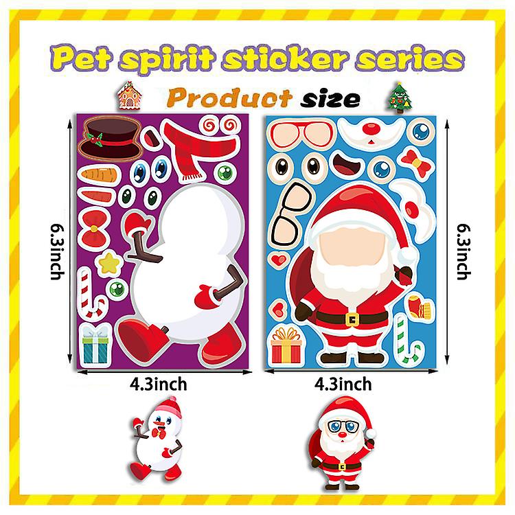 Born Pretty 32sheets Children Diy Puzzle Sticker Santa Christmas Tree Socks Face Assemble Stickers Kids Toys Boys Girls Gifts