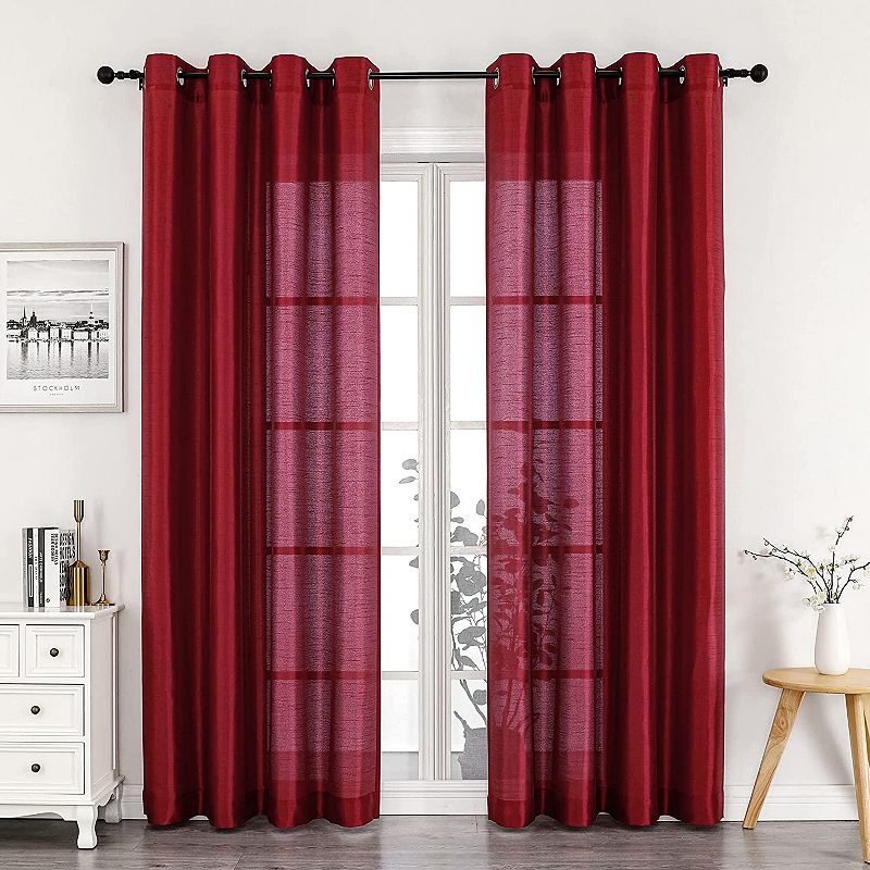 GoodGram Montauk Accents 2 Pack Ultra Luxurious Faux Silk Sheer Grommet Top Curtain Panels