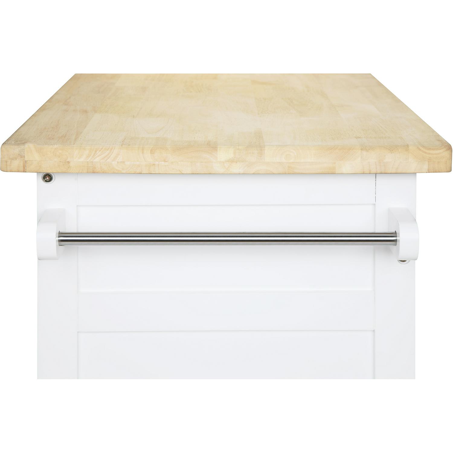 Mainstays Kitchen Island Cart with Drawer and Storage Shelves， White